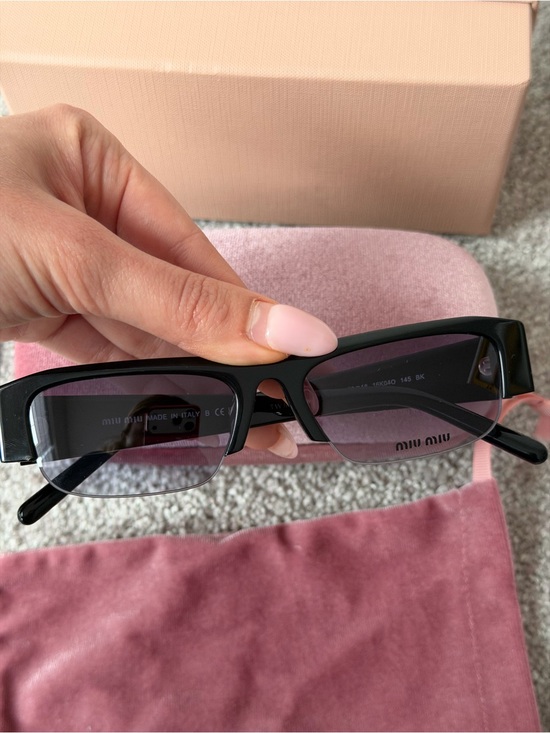 Miu Miu Accessories - Miu Miu Black Slim Rectangular Sunglasses with Subtle Tinted Lenses